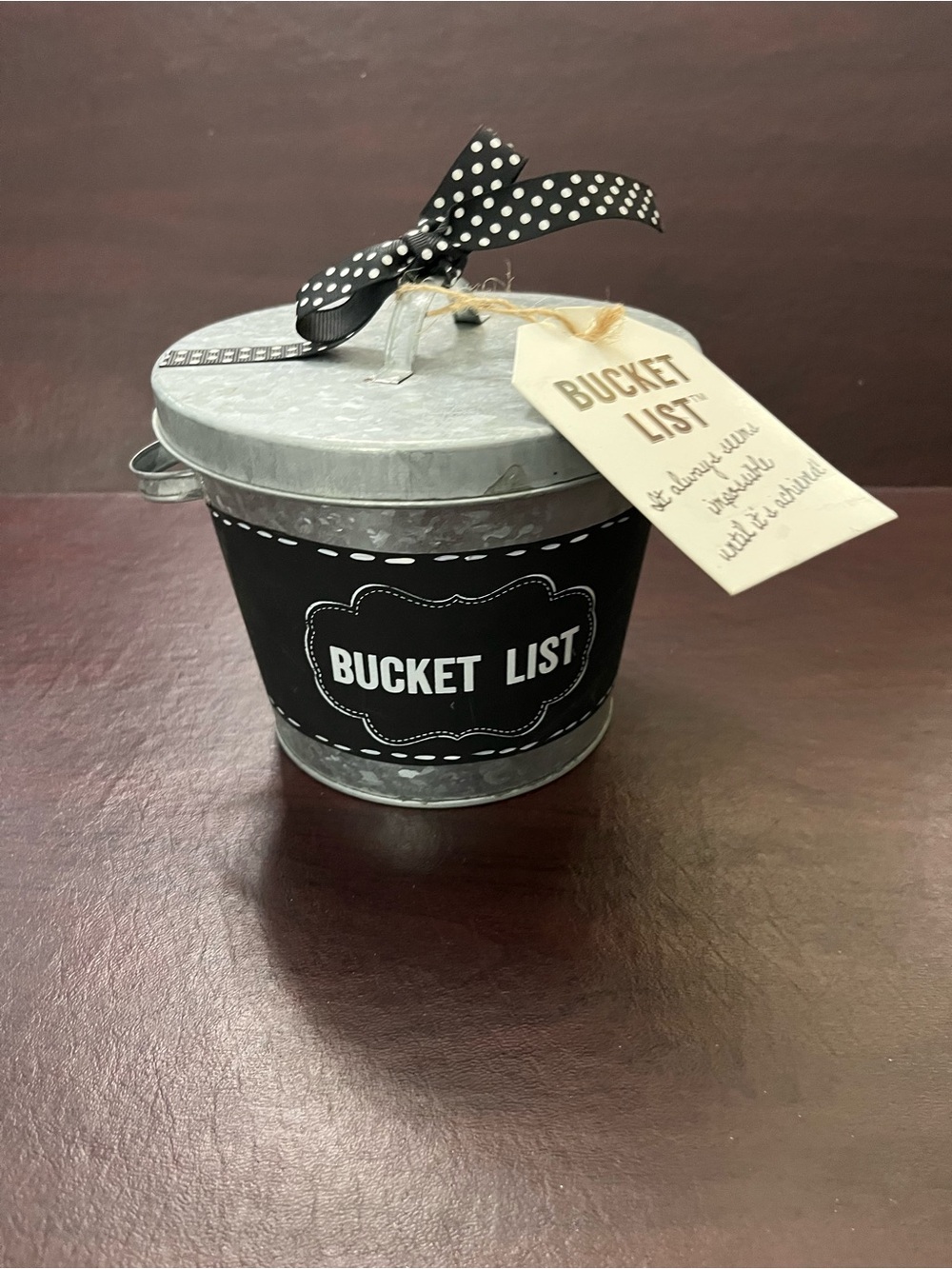 Bucket List Decorative Tin Bucket - Black & Silver